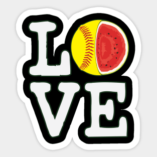 Love Softball Watermelon Sticker